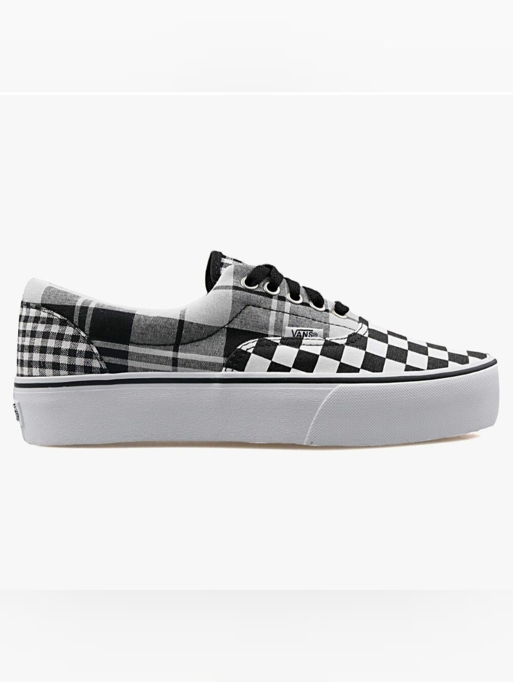 Vans Era Platform sneakers featuring a black & White plaid checkerboard Womens 7